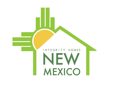 Integrity Homes New Mexico Logo bold branding eco friendly green home house integrity logo new mexico nm real estate realtor realtors roof simple sun zia