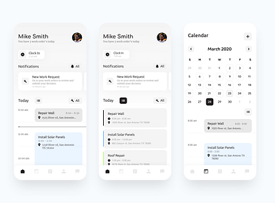 Contractor Job Organizer Design app blue design mobile app design mobile design mobile uiux mobiledesign task management ui ux