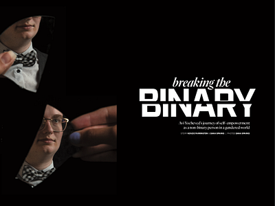 “Breaking the Binary” for FLUX Magazine cover story industry magazine mirror print publication design quarto typography