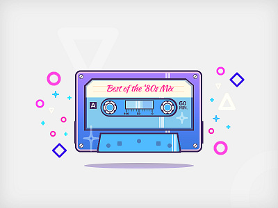 Cassette 80s audio cassette colour illustration neon nostalgia retro shapes tape the 80s vector