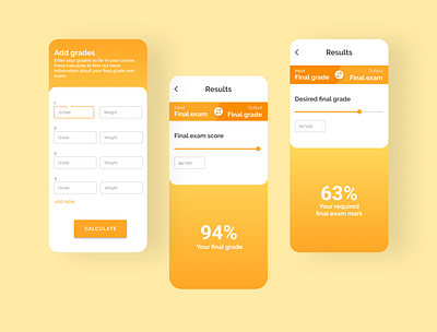 Grade Calculator design mobile mobile ui ui ux