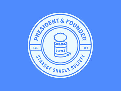 Strange Snacks Society badge icon illustration monoline seal typography