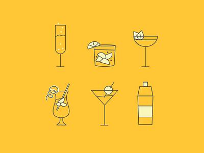 Glassware and Drinkage cocktail cocktails drink drinks glassware iconography icons