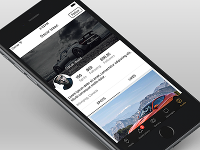 iOS App app cars ios iphone profile user interface