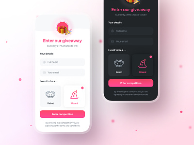 Giveaway entry app branding concept design ui