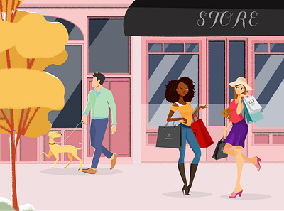 Shopping character design flat graphic design illustration shopping store vector website women