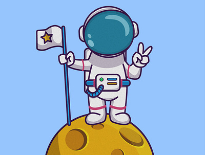 On Moon astronaut design flat graphic graphic design illustration moon vector