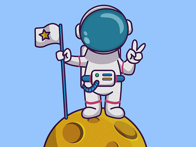 On Moon astronaut design flat graphic graphic design illustration moon vector