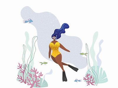 Diving lady design diving flat graphic design illustration ui underwater ux vector