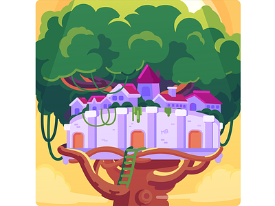 City on Tree illustration vector