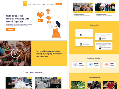 Charity / Non profit Website Landing Page UI charitable charity figma landing page minimal nonprof nonprofit ui ui design uiux user interface web design