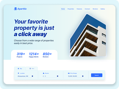 Aparttio - Real Estate Landing Page Header