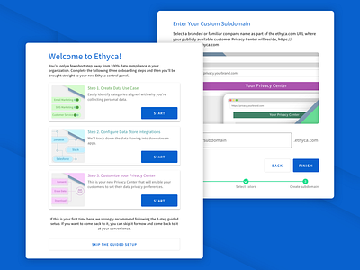 Ethyca Self Service Onboarding Flow design ui web