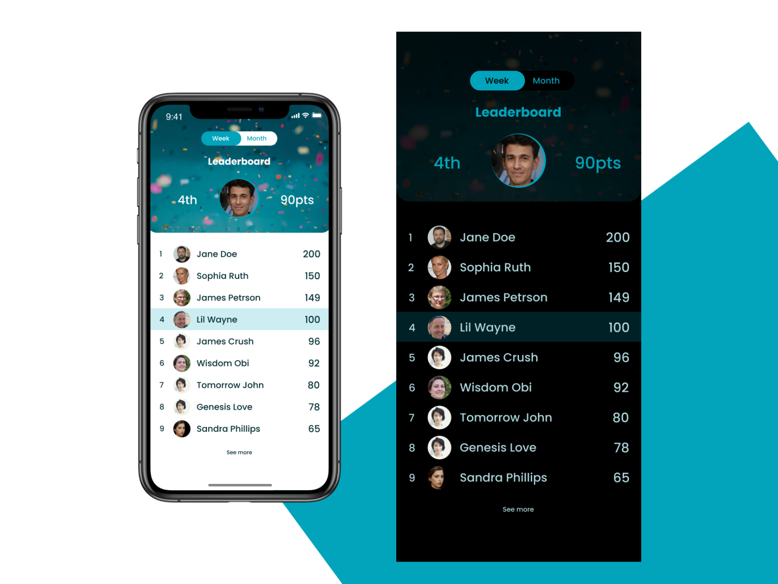 Leadership Board UI Design by Orezi Mena on Dribbble