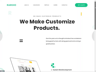 Customized Products Landing Page branding creative design custom development customized products design home page landing page ui ux website