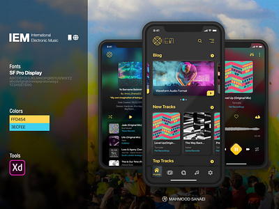 Electronic Music App - Neumorphic app design ui ux web website