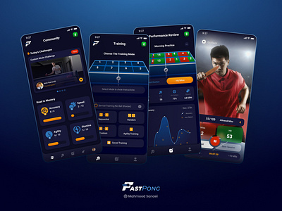 FastPong Mobile Application dark mode fitness mobile application product design sports ui ux