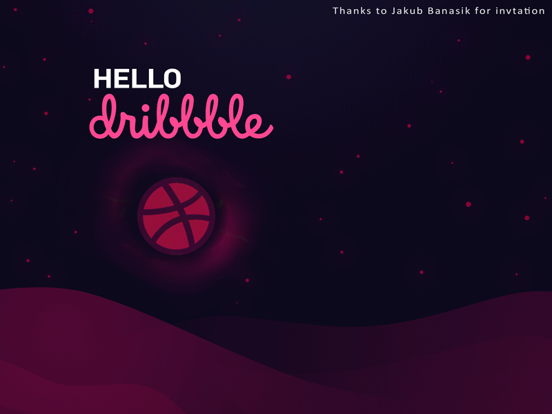 Hello Dribbble black hole hello dribble ilustracja projekt