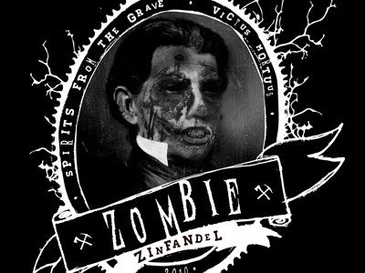 Zombie Zinfandel black and white illustration sketch wine wine label zinfandel zombie