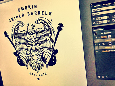 Smokin Sniper Barrels Logo band barrels eagle guitar illustration logo smokin sniper