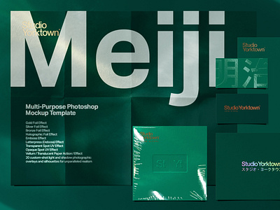 Meiji Multi-Effect Mockup Template branding branding and identity design holographic iridescent mockup mockup creator photoshop template