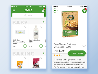 Grocery Store E-commerce Mobile App app cart e commerce green grocery ios light minimal mobile simple store trend