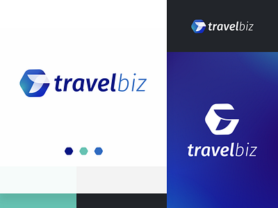 Travelbiz Logo biz branding business hexagon logo marketplace modern travel