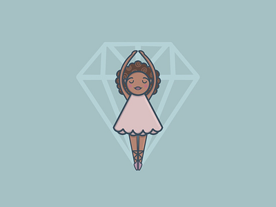 Diamond ballerina afro ballerina black curls cute dance diamond girl girls jewelery kids logo procreate