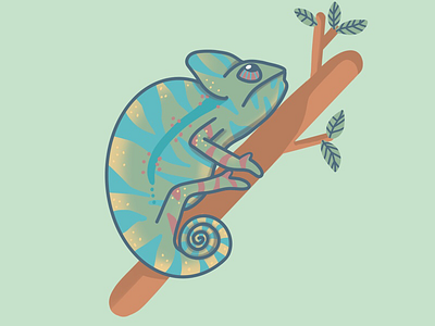 Chameleon animals chameleon green illustration kids procreate