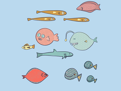 Fun fish design digital art fish illustration ipad kids ocean procreate
