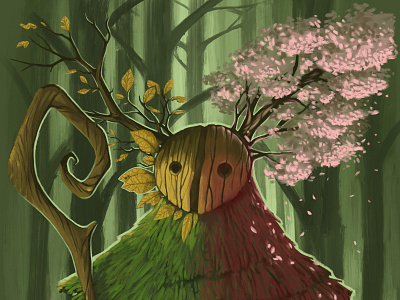 Forest guardian character drawing fan art fantasy forest illustration