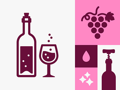 Wine alcohol bottle burgundy design digital digital design drop grape graphic design icon design icons illustration mark pink red wine simple vector vector illustration wine wine bottle