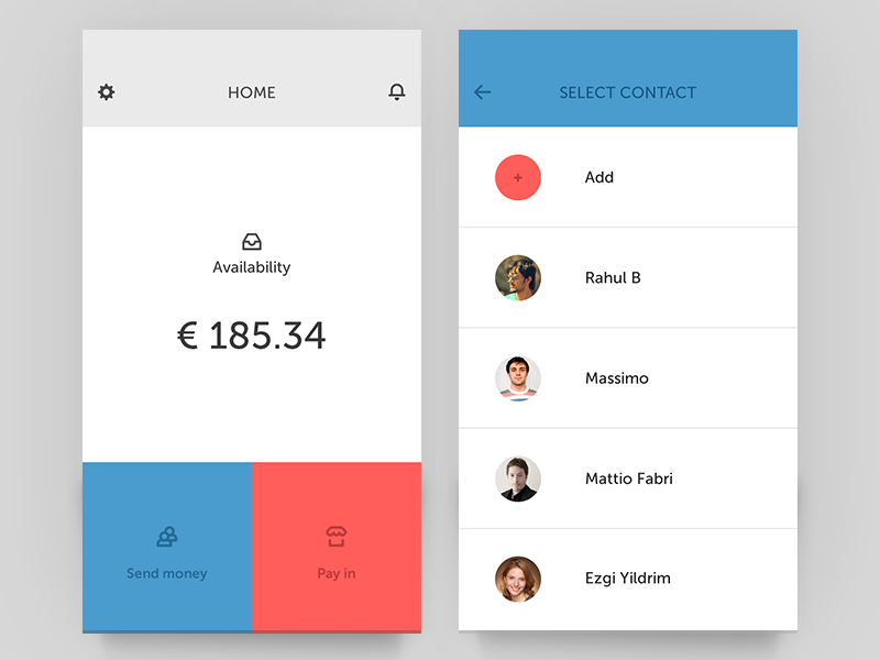 Wallet And Contact Screen By Rahul Design Dribbble Wallet And Contact Screen Money Transfer Rahul Clean Motion Graphics Ux Ui User Interaction