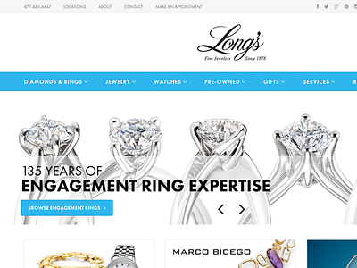 Long's Jewelers Home Page ecommerce home page shopify