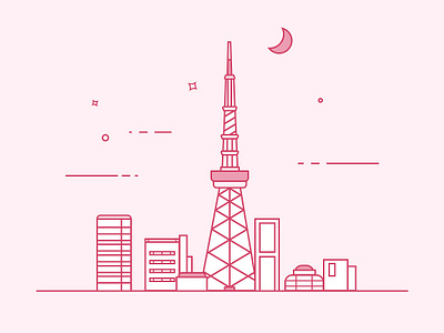 Tokyo Tower building illustration ui