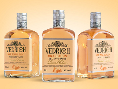 Design VEDRICH Orange Gin alcohol brand branding design gin identitydesign illustration illustrator spirits typography vector