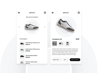 Brodo mobile app UI