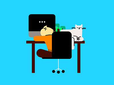 tired art bored branding cat designer illustration loading mac plant vector work