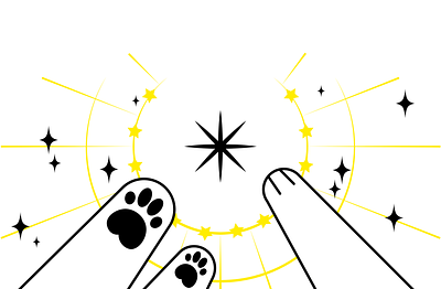 unity art cat cat illustration illustration paws sparkles vector yellow