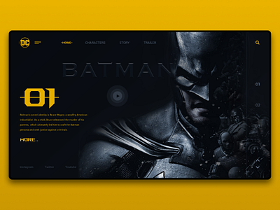 Batman Website batman black concept dc designer landing page main screen ui design ux design ui ux web designer website yellow
