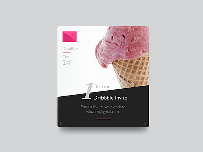 Dribbble Invite card cards dribbble envelope flat food game ice cream invitation invite pink ui