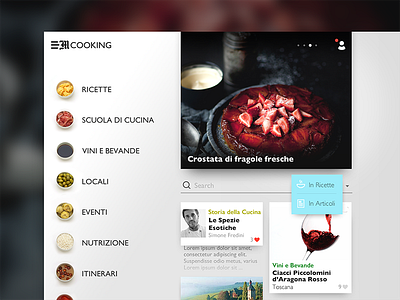 M Cooking Menu app card feed food home ios menu mobile receipt search ui