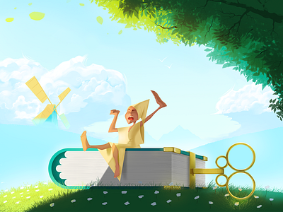 Spring demands new adventures! 🌳 ⛰️ 📗 adventure art art direction book character clouds design drawing illustration illustrator mountain storytelling visual design