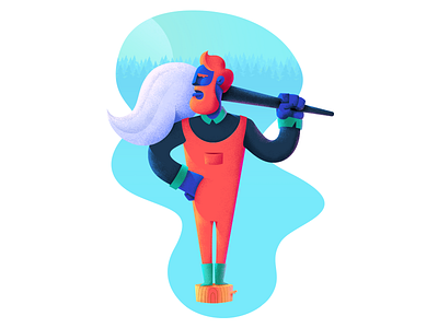 Hello Dribbble!🖌️🧔 art direction brush character debute debute shot hello dribbble illustration lumberjack painter woods