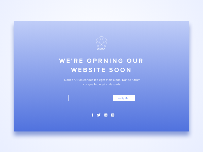 Website lunching landing page. welcome page onepage coming soon landing page