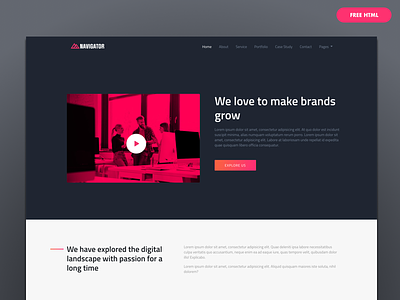 Navigator Bootstrap4 Free Template agency website template dark design dark website free html5 template free landing page template free website