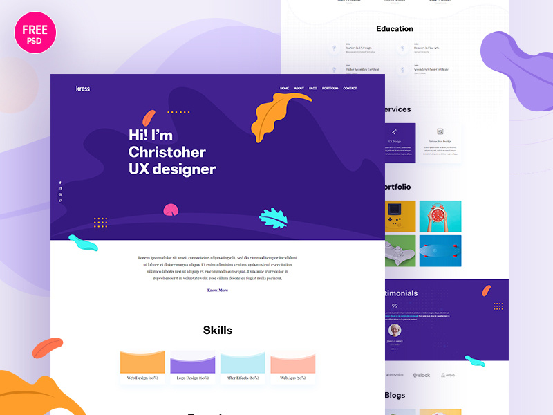 Kross FREE Creative Portfolio Template by Themefisher ☯ on Dribbble