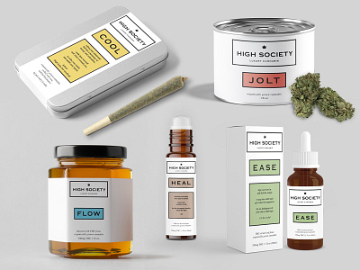 High Society products branding cannabis cannabis branding company company branding design logo minimal minimalist mockup