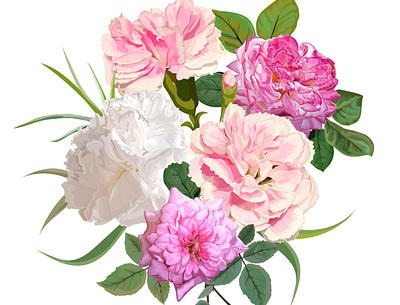 Carnation and Pink rose card design fabric floral flower greeting invitation nature textile vector wallpapers