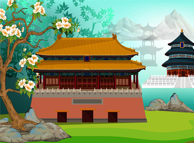 famous city of China architecture china chinese forbidden house invitation nature scenery vector wallpapers